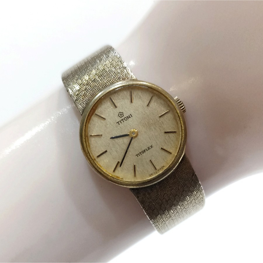 Jam Tangan Titoni Titoflex Ladies Vintage Gold Plated Manual Winding