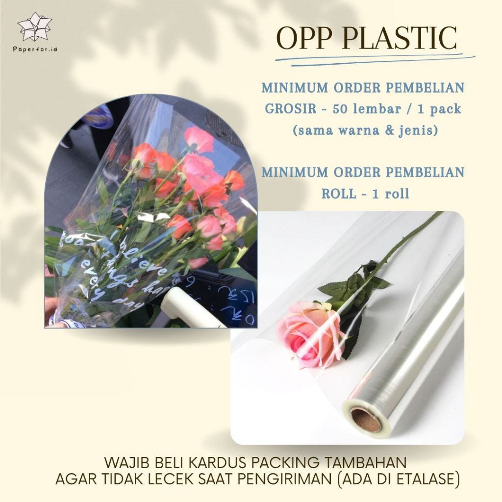 

GROSIR Kertas Cellophane Polos / Bungkus Buket Korea / OPP Polos / Cello Polos 58 X 58CM dan Roll