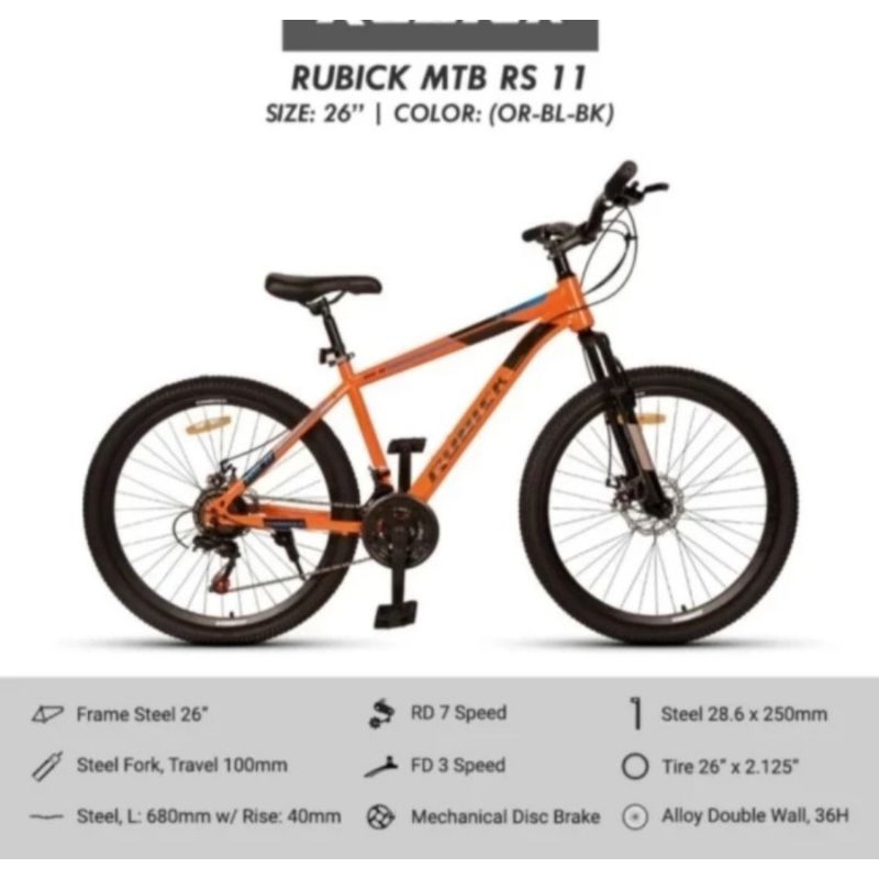 Sepeda Gunung MTB 26 inch Rubick MTB RS 11 New 21 speed