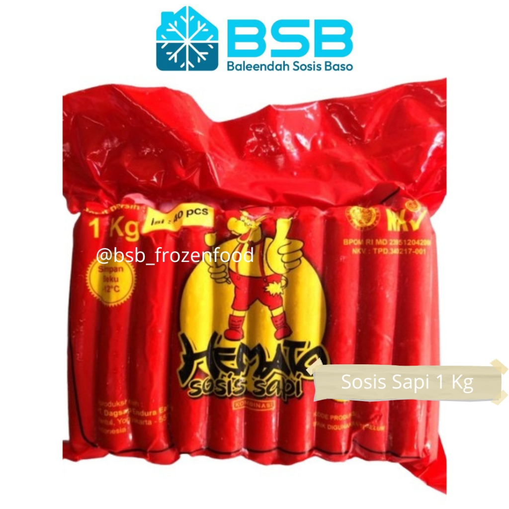 

Hemato Sosis Sapi HEMATO 1 Kg / 500 Gr Sosis Siap Masak Prakis