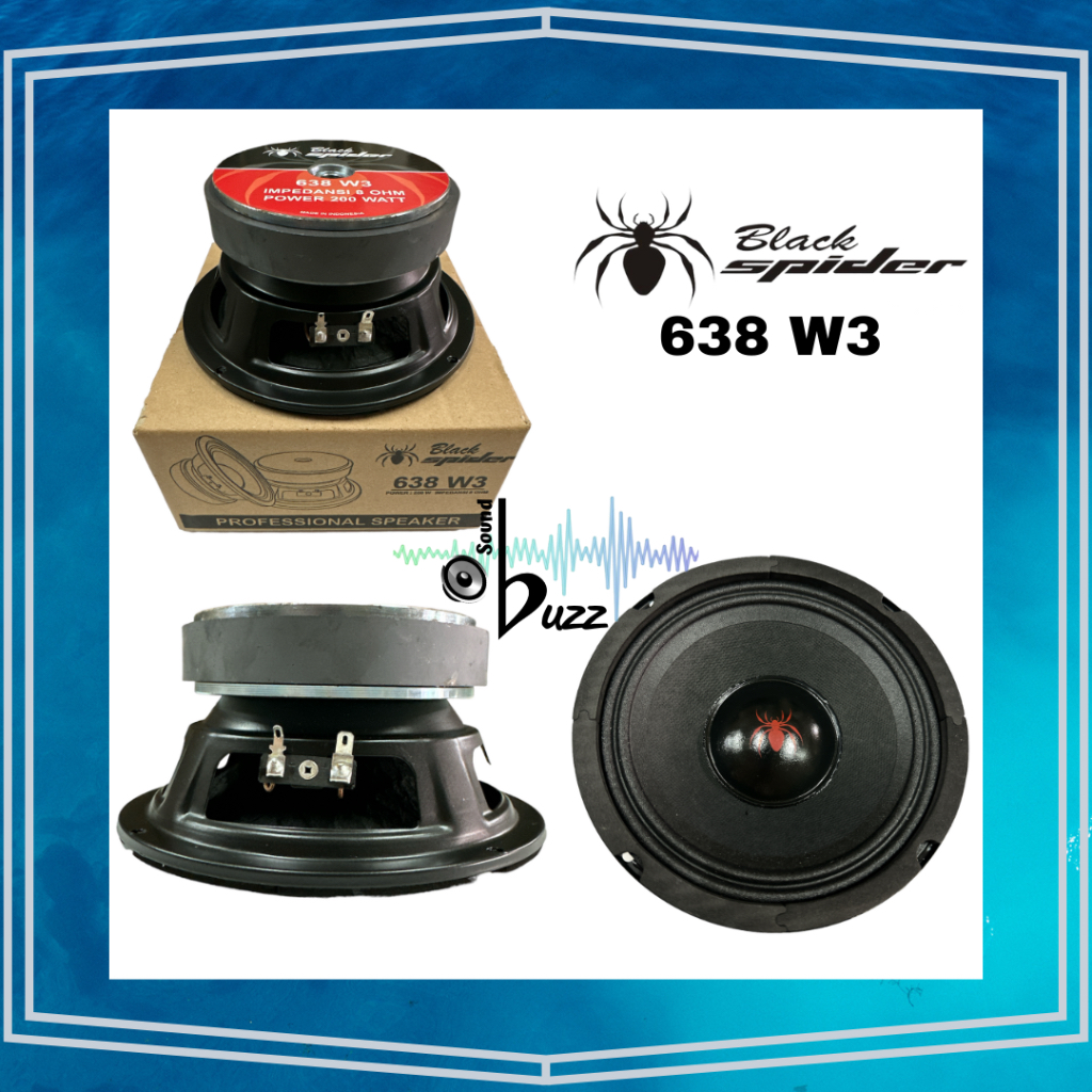 Speaker Black Spider 638 W3 Blackspider 6 inch BS 638 Magnet Besar