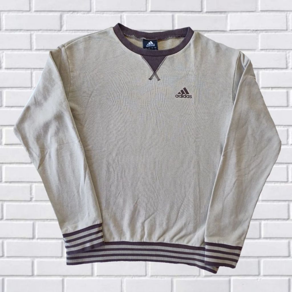 SWEATER CREWNECK ADIDAS 3STRIPES BAR ORIGINAL, SIZE M (sECOND BRANDED) COKLAT SUSU, CN0120