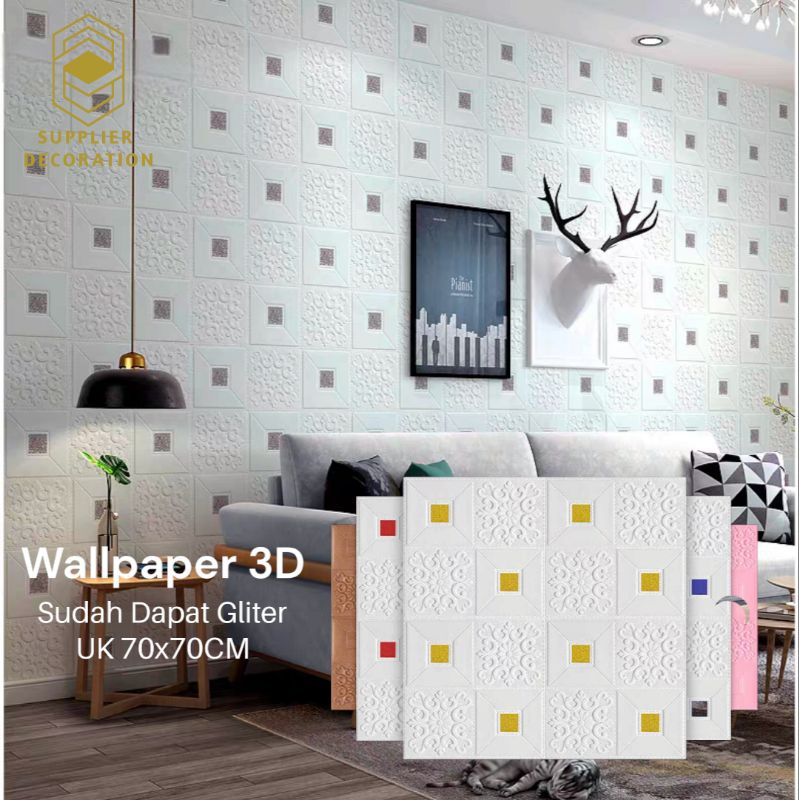 Supplier Walpaper Dinding 3D Wallfoam Brickfoam Border/List Moulding Aesthetic Murah Walpaper