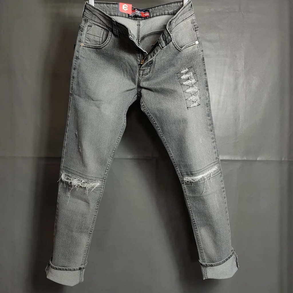 Jeans Denim Panjang Sobek Lutut Original Cmjee Grey