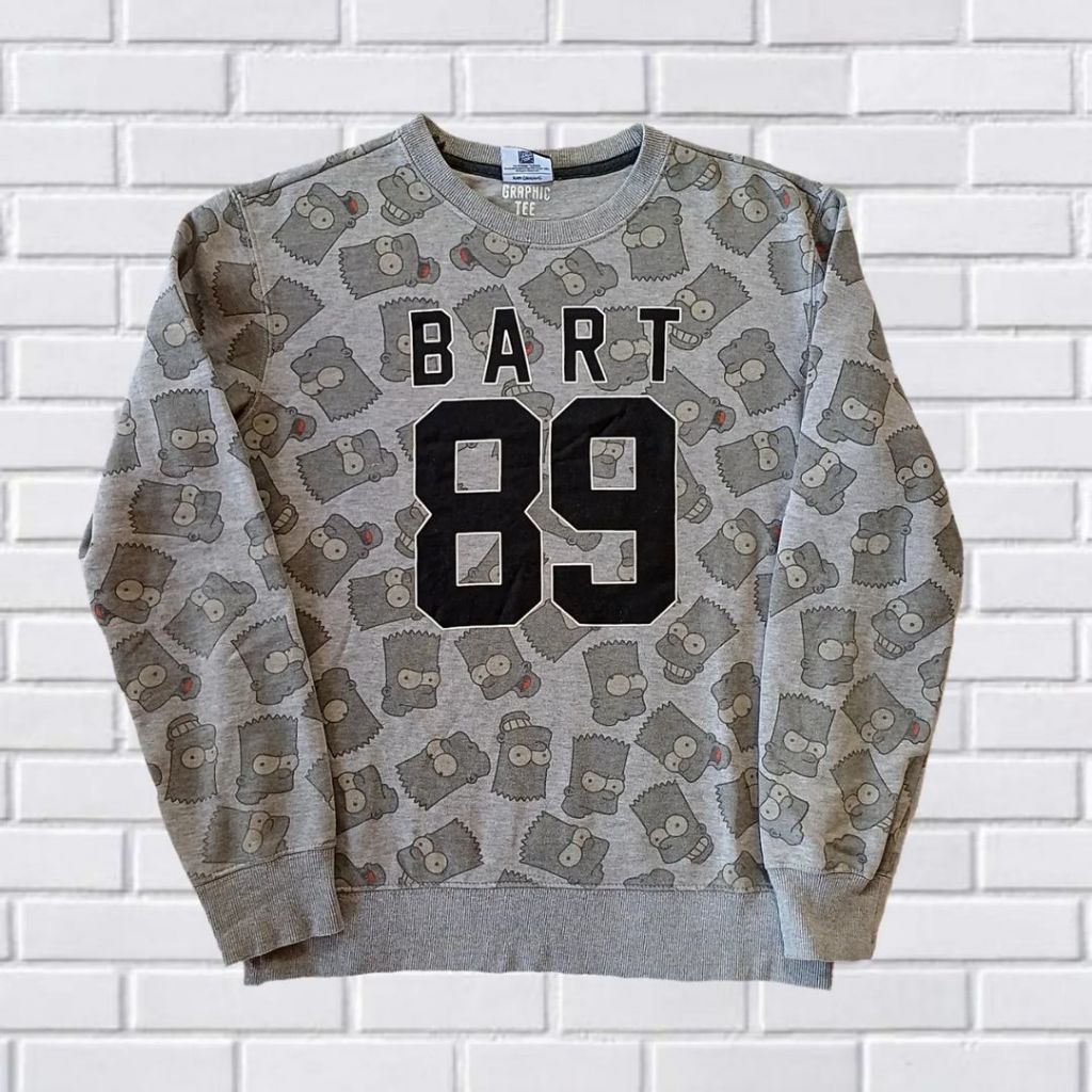 SWEATER CREWNECK BART SIMPSON FULL OVER PRINT, SIZE M (SECOND BRANDED) ABU", CN0130
