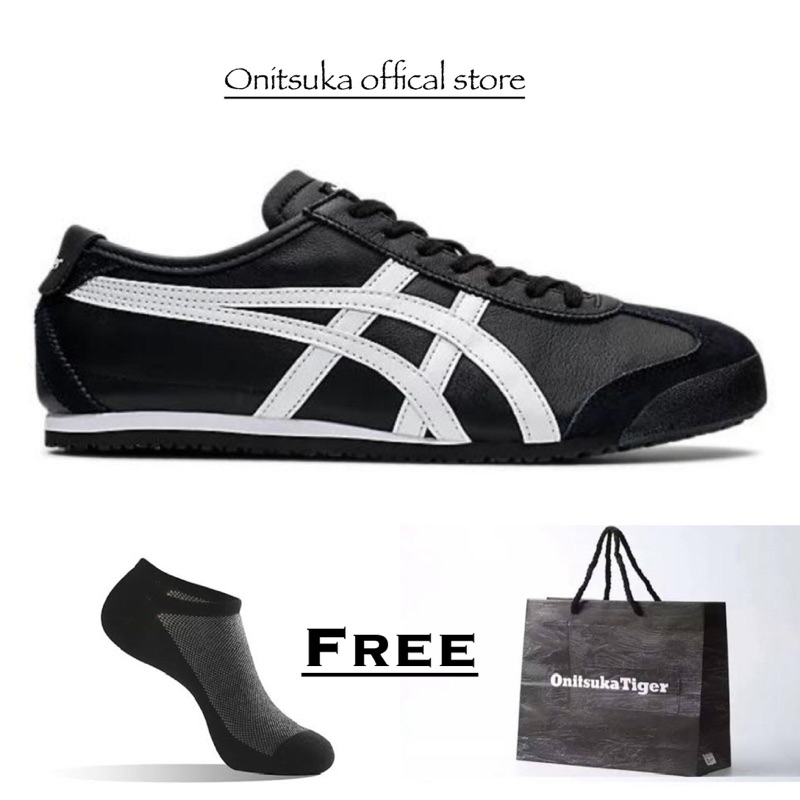 sepatu pria/wanita onitsuka tiger ORIGINAL black white//free paperbag & kaos kaki