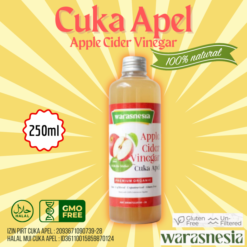 

Cuka Apel Original Organik 250ml Warasnesia Apple Cider Vinerga With Mother Untuk Diet dan Kecantik Sari Cuka Apel