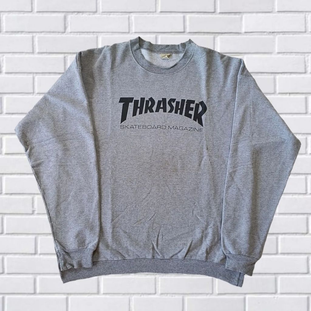 SWEATER CREWNECK VINTAGE TRASHER SKATEBOARD MAGAZINE SIZE L-XL (SECOND BRANDED) CN0132