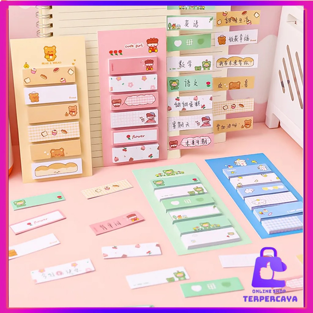 

OST Sticky Notes Lucu 6IN1 Tempelan Kertas Catatan 120 Lembar Notes Kertas Tempel Karakter Bear Frog Girl Pembatas Buku Cute Imut Penanda Buku Memo Stick Stationery Memo Pad Convenience Cute 6 IN 1