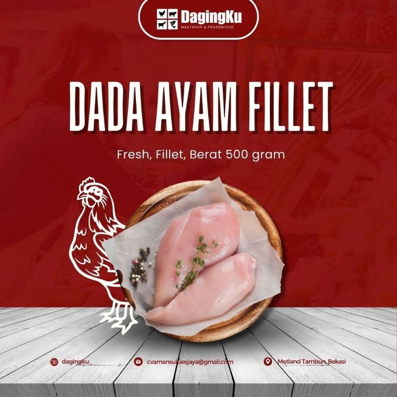 

Dada Fillet Ayam 500Grm/Daging Ayam Dada Fillet /Boneless Chicken Breast