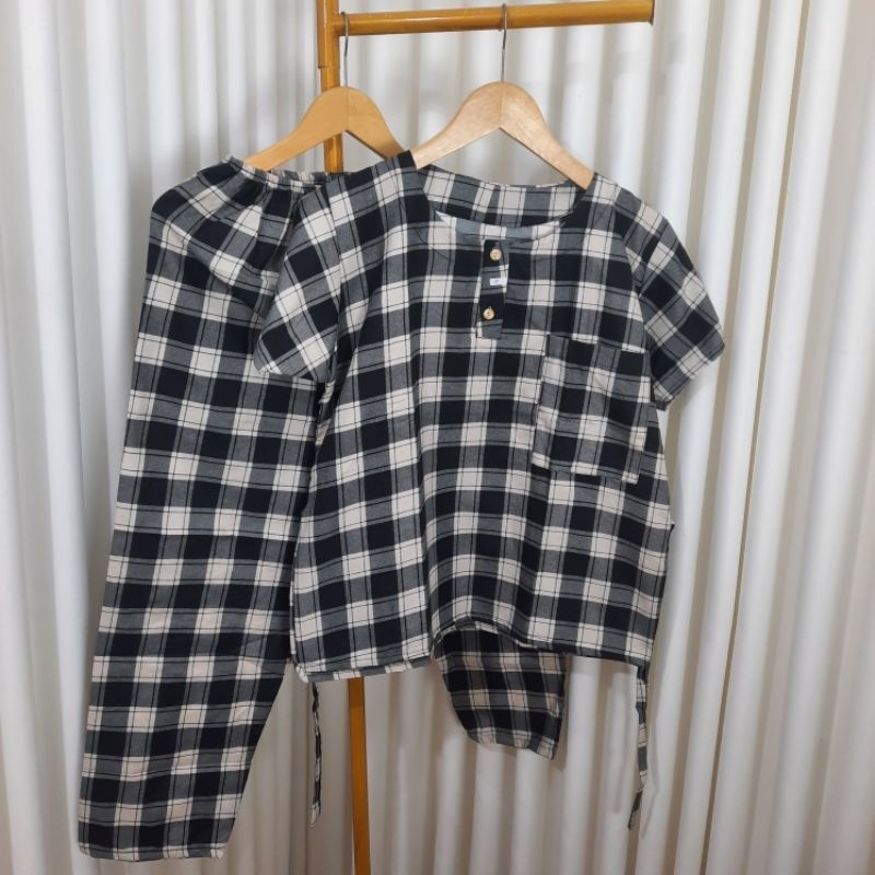 SGUARE SET DAN CELANA Bagy KOTAK KOTAK/One Set Wanita Remaja