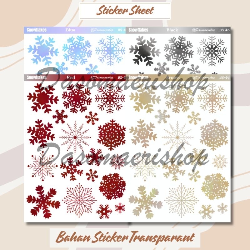 

Snowflakes Sticker Sheet For Journal / Scrapbook