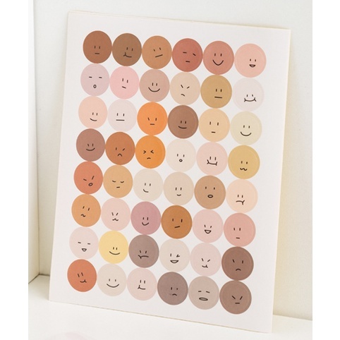 

Round smiley face expression sticker Morandi color / Stiker Bulat Ekspresi wajah