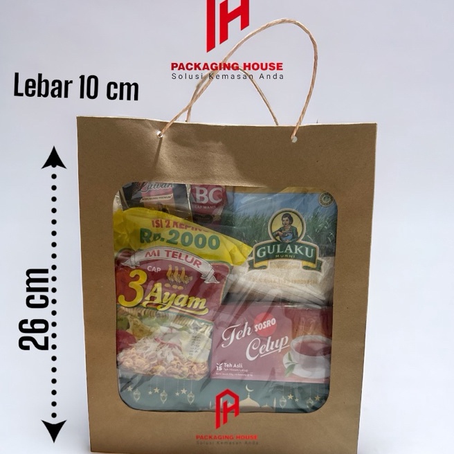 

KI3 12 pcsPaperbag Mika Jendela 22x1x26cm Tempat Souvenir Tas Kertas Mika Coklat Paperbag Mika Kotak 1 LUSIN