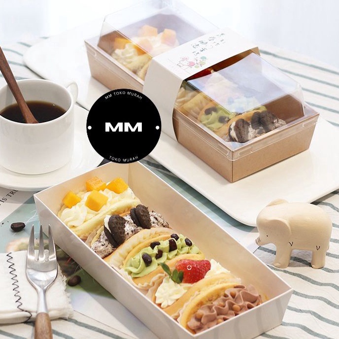 

Premium 1pcs paper box burger sandwich roti kotak kue box brownies salad