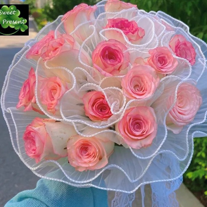 Istimewa Korean Lace Mesh Flower Wrapping