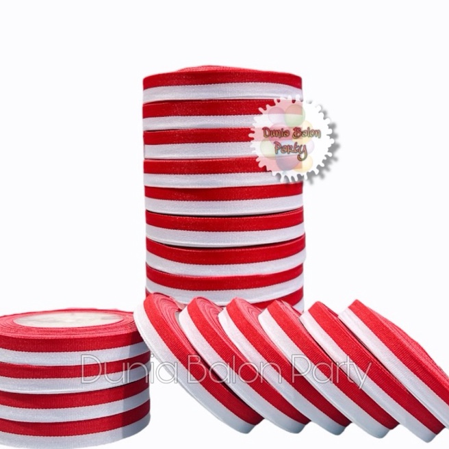 

HJ6 1 ROLL Pita Satin Merah Putih 5 Inch Pita Merah Putih 127 Cm