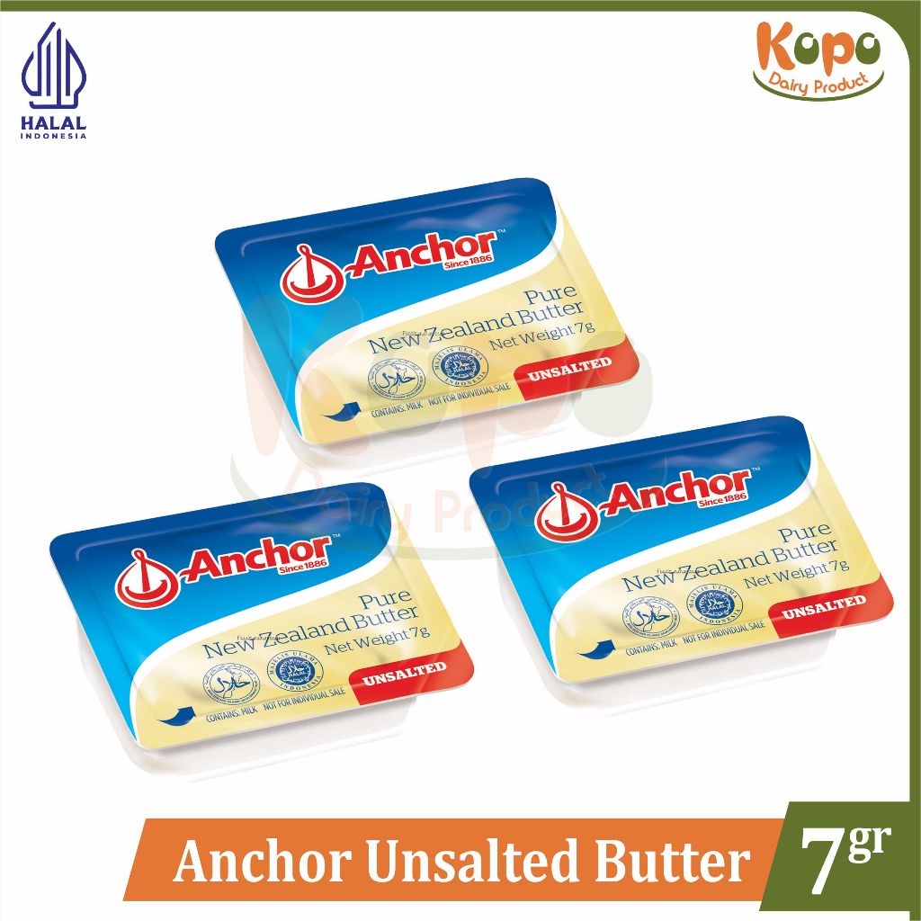

Anchor Unsalted Butter 7gr Kemasan Mini Dish - Pure New Zealand Butter - Halal