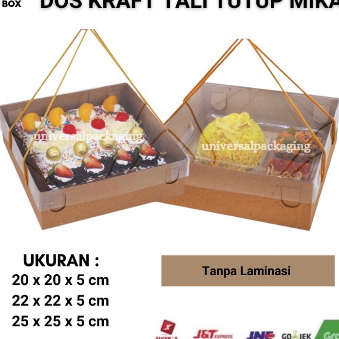 

KP8 1 PCS Dos KRAFT TALI TUTUP MIKA Tinggi 5 CM Kardus Box Kotak Hampers Kue