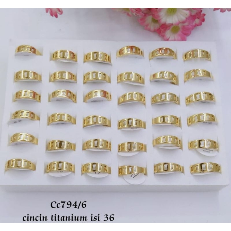 36PCS CINCIN TITANIUM RANTAI GOLD 5ML CINCIN TITANIUM PRIA WANITA ANTI KARAT DAN TIDAK LUNTUR