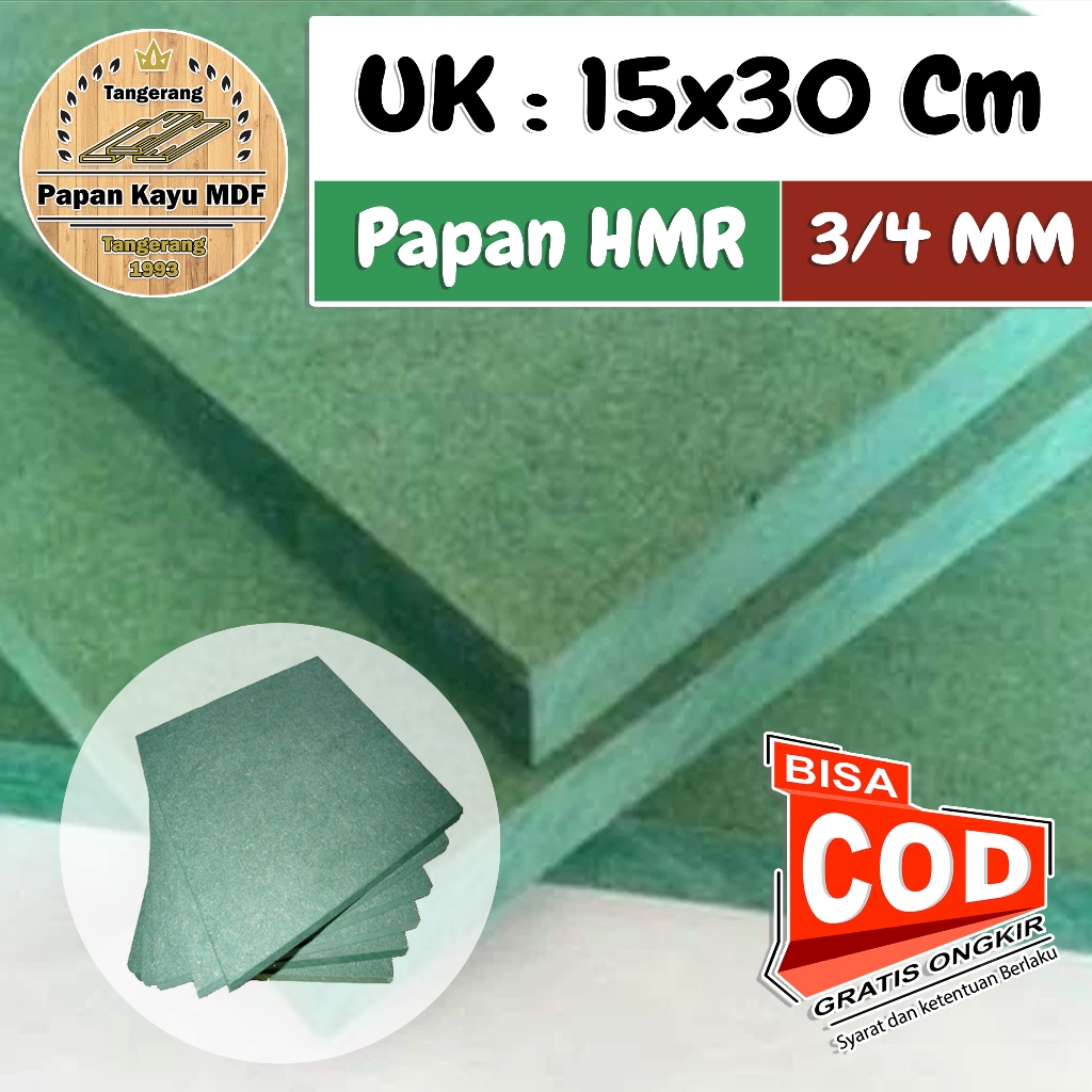 Kayu Papan HMR Ketebalan 3MM / 4MM Ukuran 15x30 cm Papan HMR / MDF WARNA HIJAU Polywood BOARD MURAH