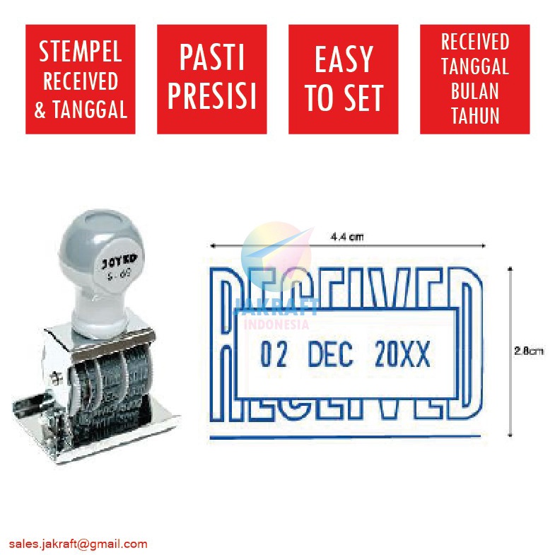 

PROMO BRAND 1 Pcs Cap Stempel RECEIVED JOYKO Date Stamp S69 Faktur Surat Jalan Gudang Tanda Terima