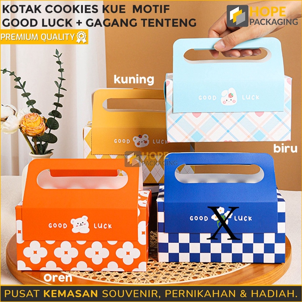 

SPECIAL PROMO Kotak Kue imlek valentine Motif Good Luck Gagang Tenteng Box Kue Cookies Box Kue Cake Size 165x 18x 1 cm