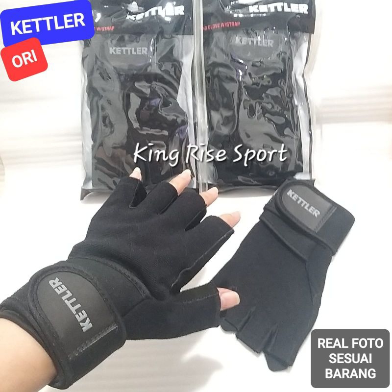 KETTLER Lifting Glove With Strap 534-000 Black (Sarung Tangan Fitness/ Gym) - ORI