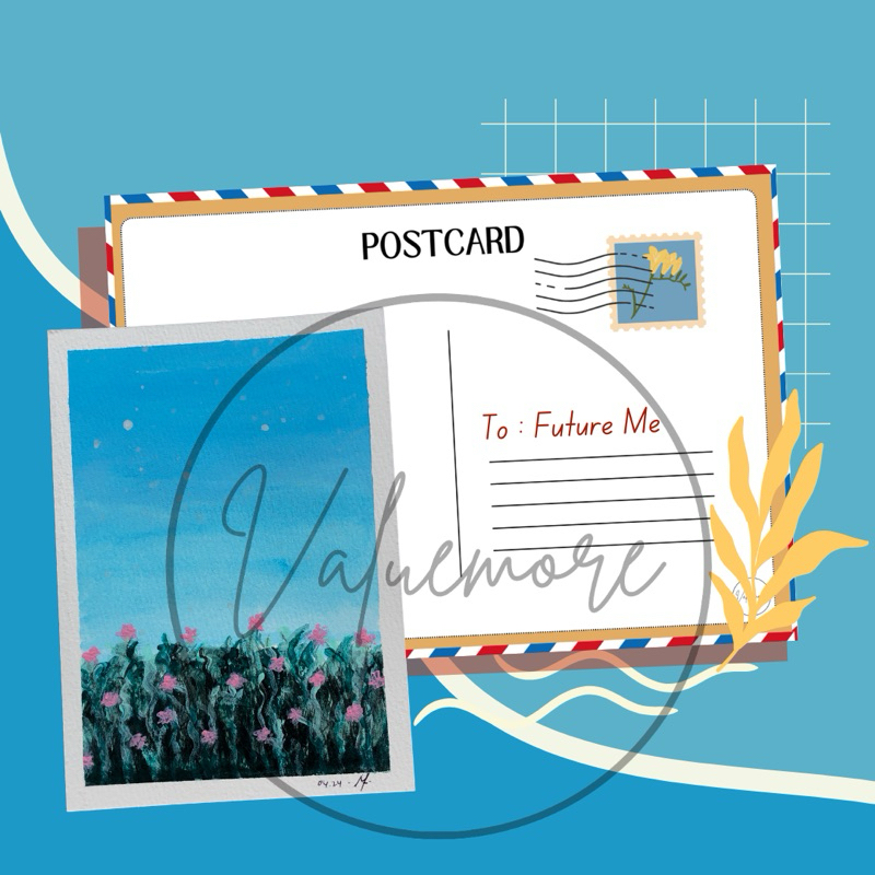 

ARTPRINT flowery GOUACHE PAINTING CARD Greeting Card PostCard kado koleksi kartu ucapan lukis