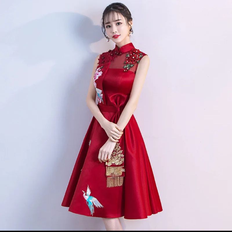 Cheongsam merah sangjit gown tinjing