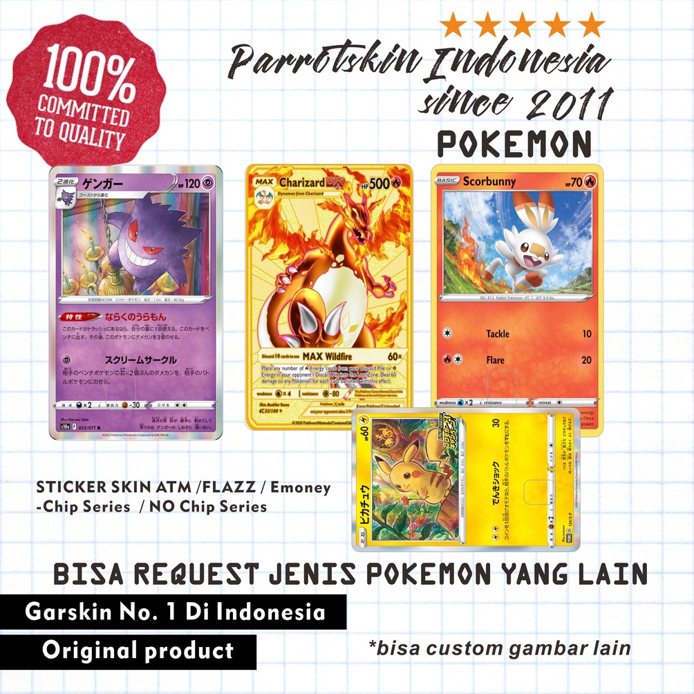 

BARANG ORIGINAL Emoney Flazz Tapcash ATM Debit Credit custom Sticker Skin Card Vinyl Kartu Pokemon series
