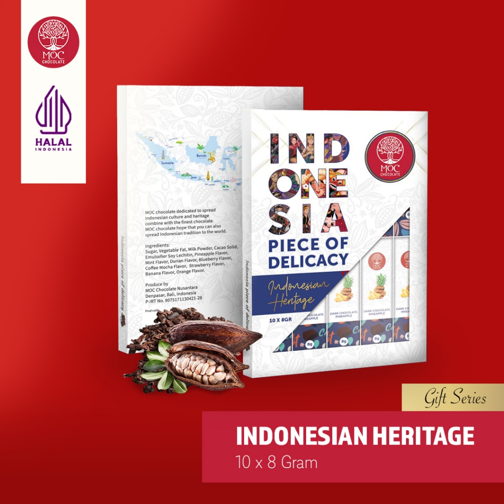 

MOC Chocolate - Gift Series Indonesian Heritage 10 x 8g - 10 Varian Rasa - Chocolate Bali - Chocolate Indonesia - Hampers