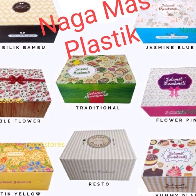 

KP8 Dus Kue Box Snack Ukuran 12x12 12x14 12x16 motif Per 1pak isi 1 lbr