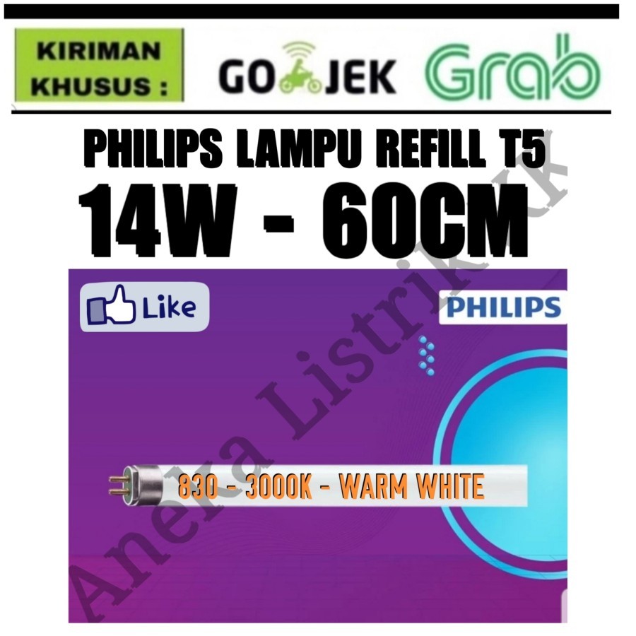 PHILIPS TL T5 14W KUNING WARM WHITE 83 60CM CAHAYA KUNING WARMWHITE 830 REFILL LAMPU ESSENTIAL TL-5 