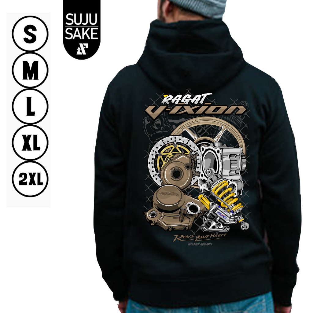 Sujusake Industries Jaket Hoodie  Atasan Pria Wanita Komunitas Club Vixion New Old 150cc Kekinian