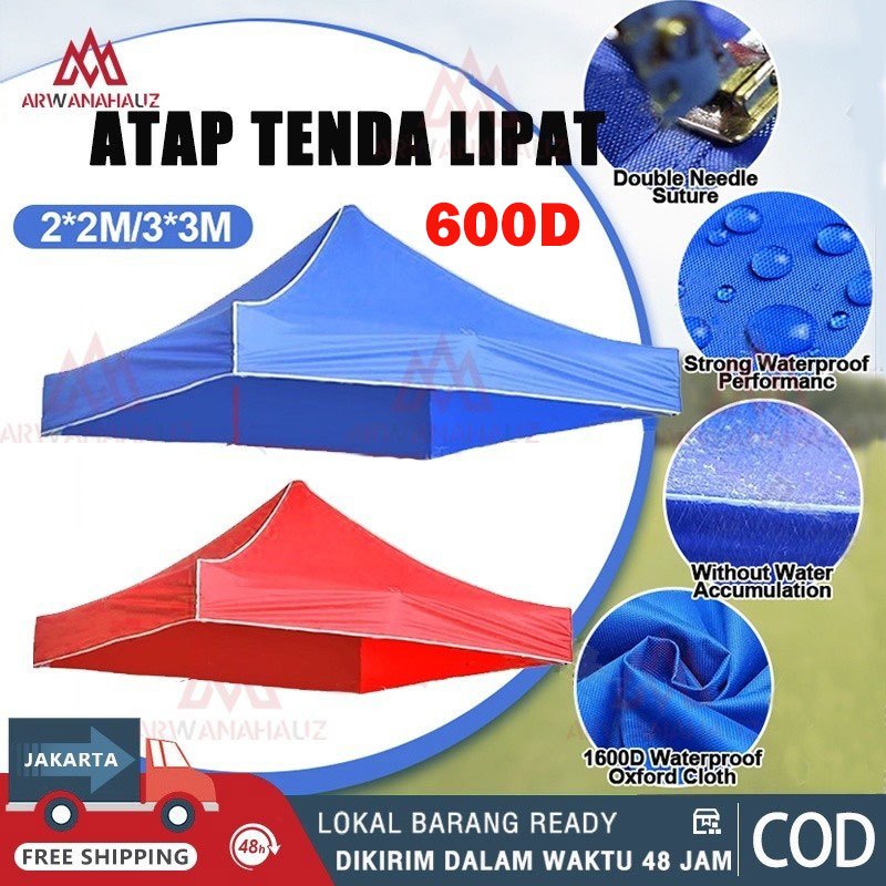 Terpal Atap Tenda Polyester Import Lipat 2x2 3x3 Murah 600D Anti Air / Panas / Tenda Lipat Terpal At