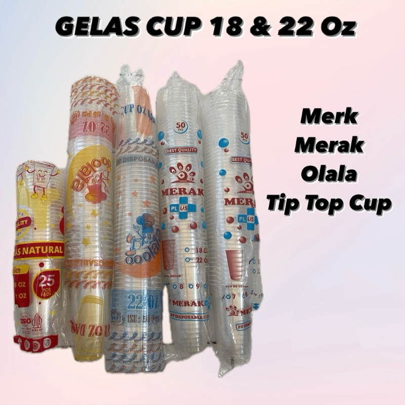 GELAS CUP ES TEH JUS 18oz 22oz OLALA MERAK OOOLALA TIPTOP