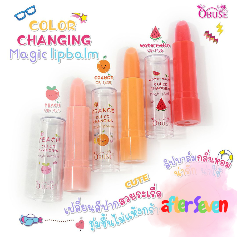 Lipbalm/Obuse Magic LipBalm/Obuse Delicious Strawberry/Obuse Watermelon Changing/Obuse PeachChanging