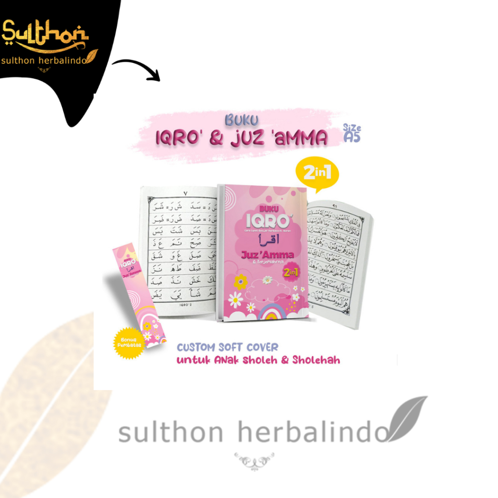 Buku Iqro Juz & Amma Bandel Besar 2 In 1 Custom Cover + Nama Soft Cover Untuk Anak Sholeh & Sholehah