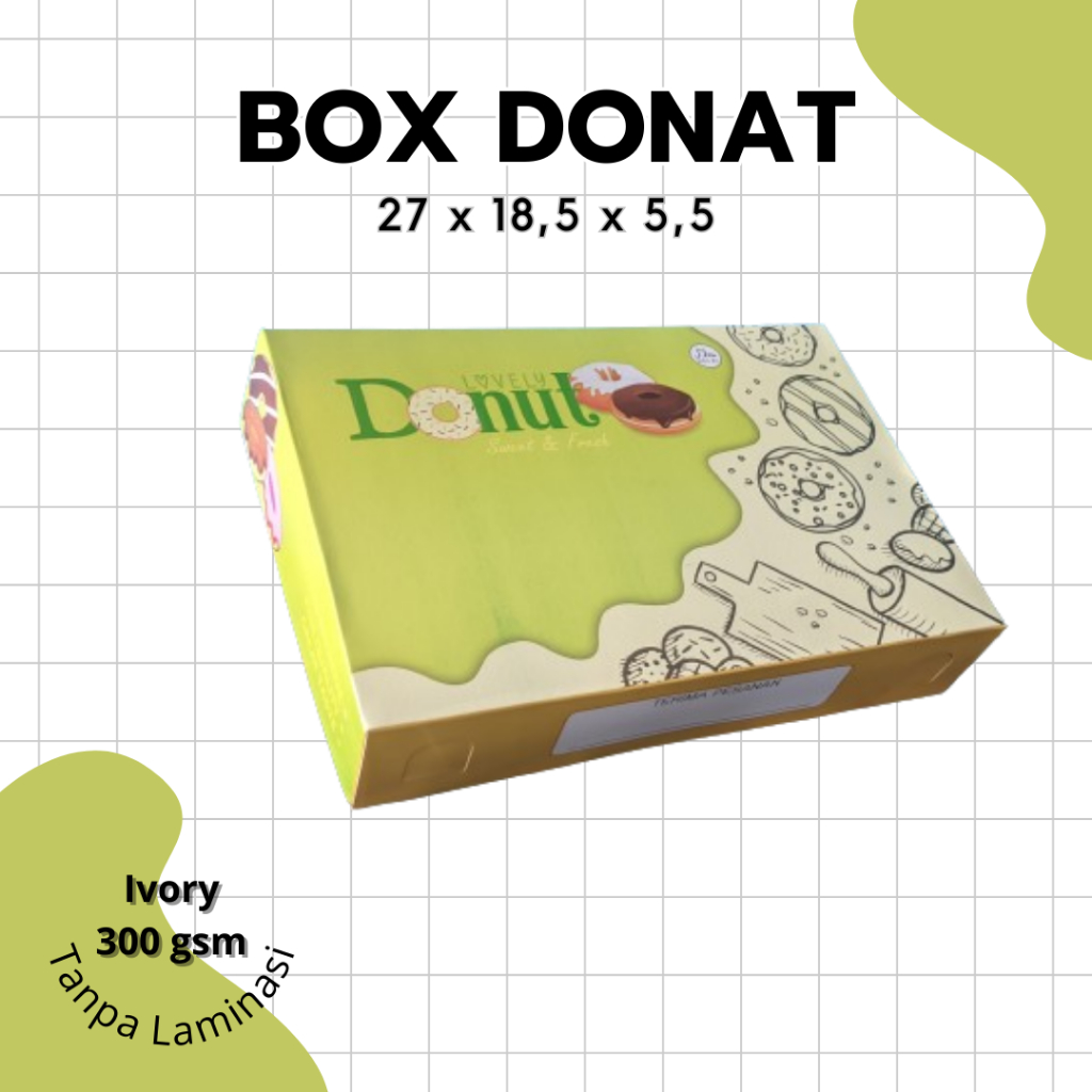 Dos Donat Besar 27x18,5x 5,5 [ ISI 10 LEMBAR ], Box Donat, Kemasan Donat, Packing Donat, Dos Donat I