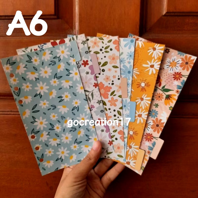 

Cover Planner Kertas Pembatas Binder Divider Flower Series Motif Premium A6