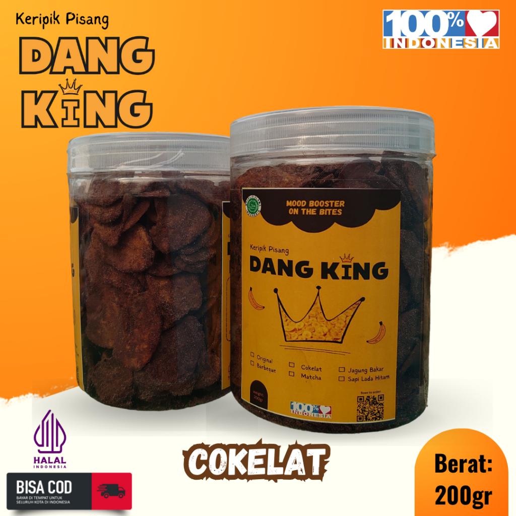 

DANG KING Keripik Pisang Premium Rasa Coklat Kemasan Toples 200gr BISA COD dan GRATIS ONGKIR