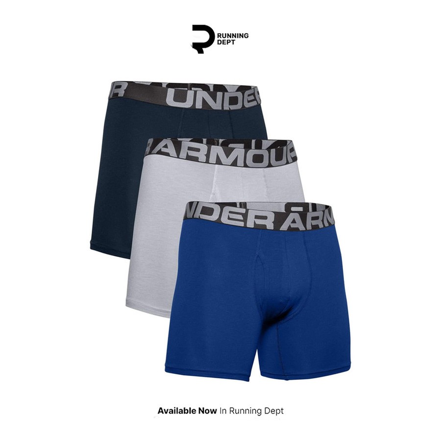 Boxer Pria UNDER ARMOUR UA CHARGED COTTON 6IN 3 PACK 1363617400 ORIGINAL