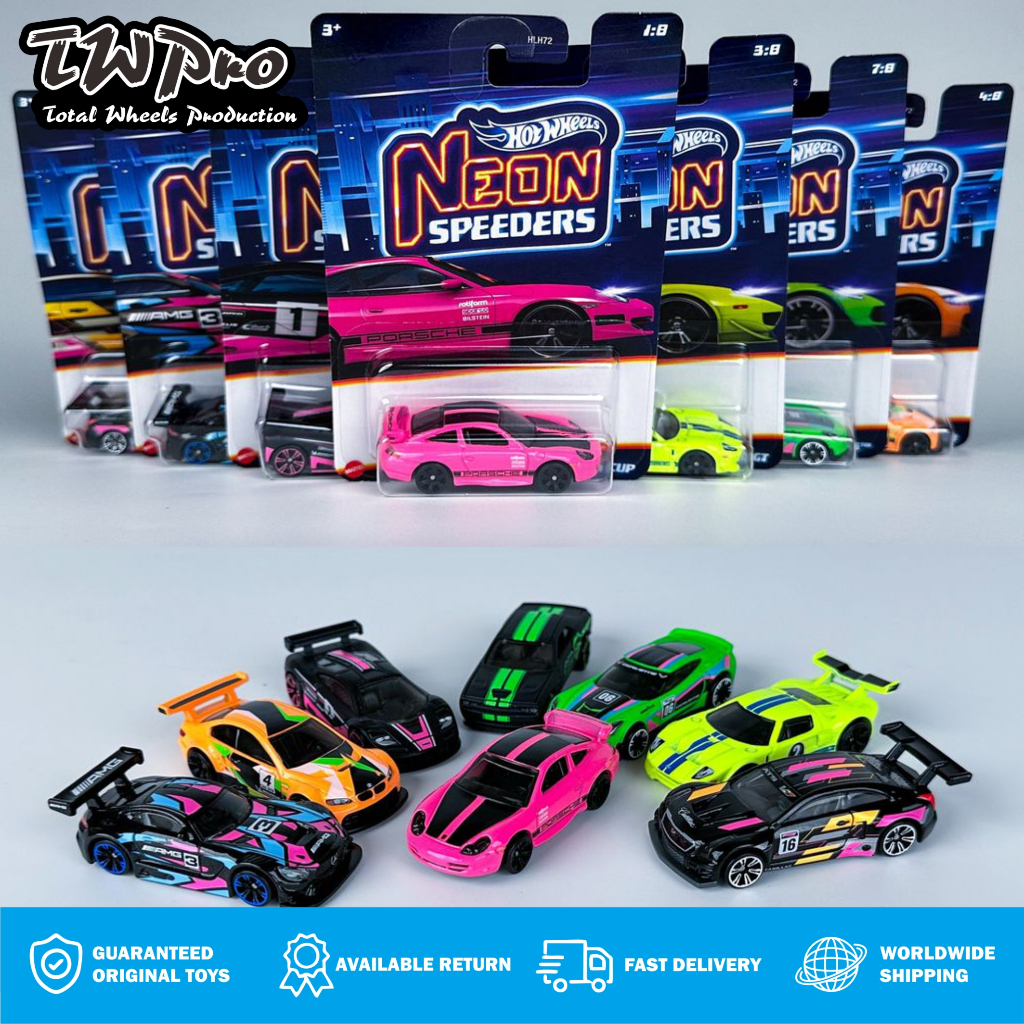 Gosend  Hot Wheels Neon Speeders 2024 - Porsche 911 GT3 Cup - McLaren F1 GTR - Ford GT - BMW M3 GT2