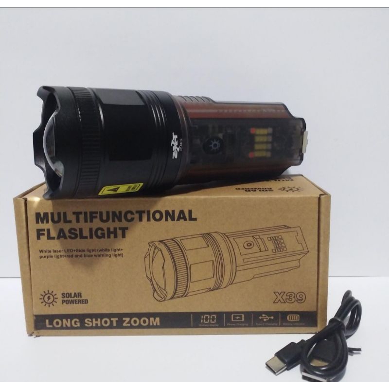 Senter LED X39 60Watt Super Terang 7 mode cahaya Super Zoom Senter berkualitas terjamin