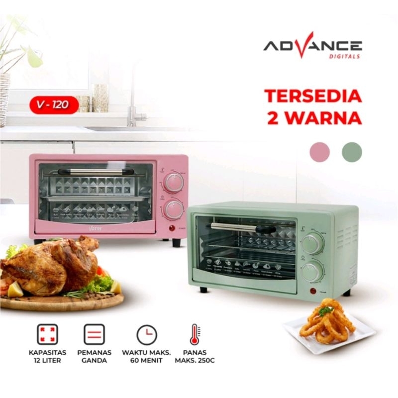 OVEN LISTRIK ADVANCE V-120 (12 LITER) oven advance elektrik oven kue kering oven listrik serbaguna