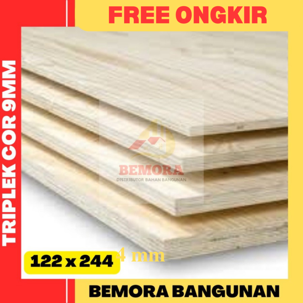 Triplek Cor 9 mm MC Uk 122 x 244 (Harga Grosir & Free Ongkir)