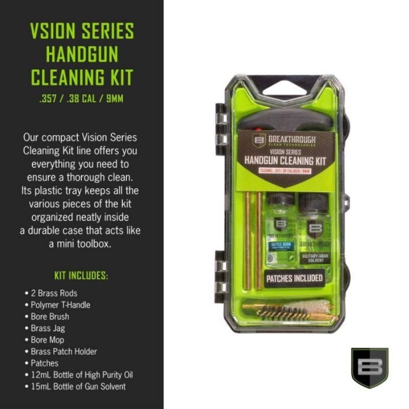 Breakthrough Clean Technologies Vision Series Pistol Cleaning Kit, 357, .38 Cal & 9mm