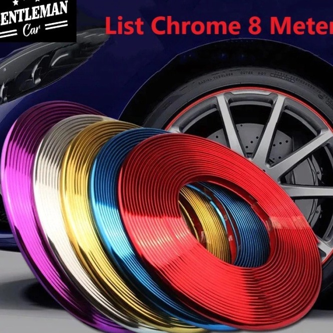 KODE B22U Premium List Chrome Velg Ban Mobil Motor Stiker PVC Lis Roda Pelek