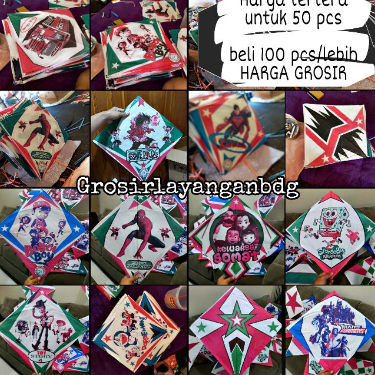 

LAYANGAN SABLON 58 kualitas jabrug kertas mambo uk 48 58 ARKU KERAS harga tertera untuk 5 pcs KODE L4T2